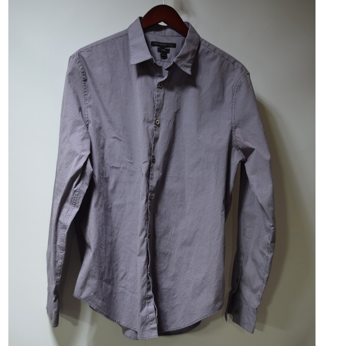 John Varvatos Usa Luxe Purple Micro Check Button Up Shirt Size L